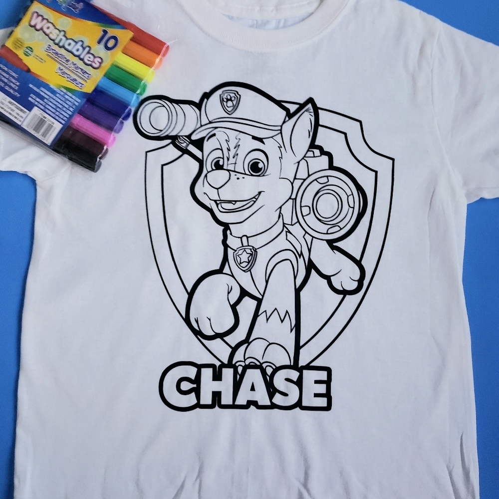 NEW Color Me PAW PATROL Coloring Tee T Shirt